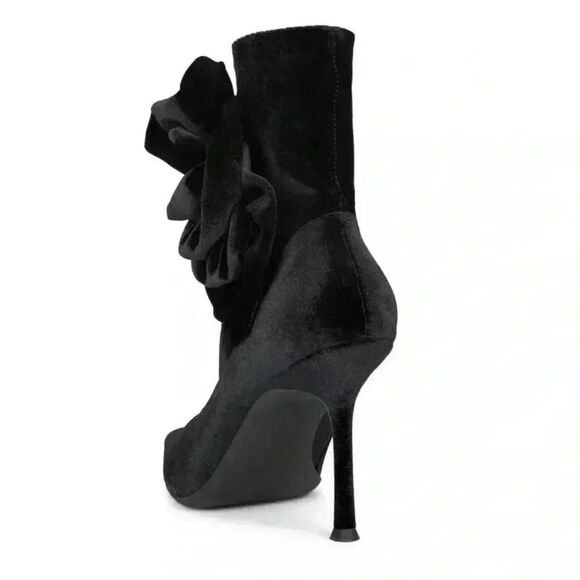 NWOB Jeffrey Campbell Florette Velvet Pointed Toe Sock Ankle Boots Black Sz 8.5 - Picture 6 of 15